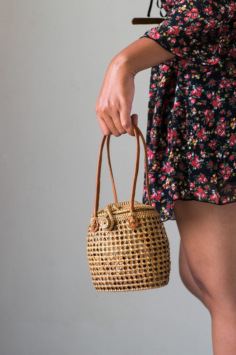 Bali Rattan Round handbag