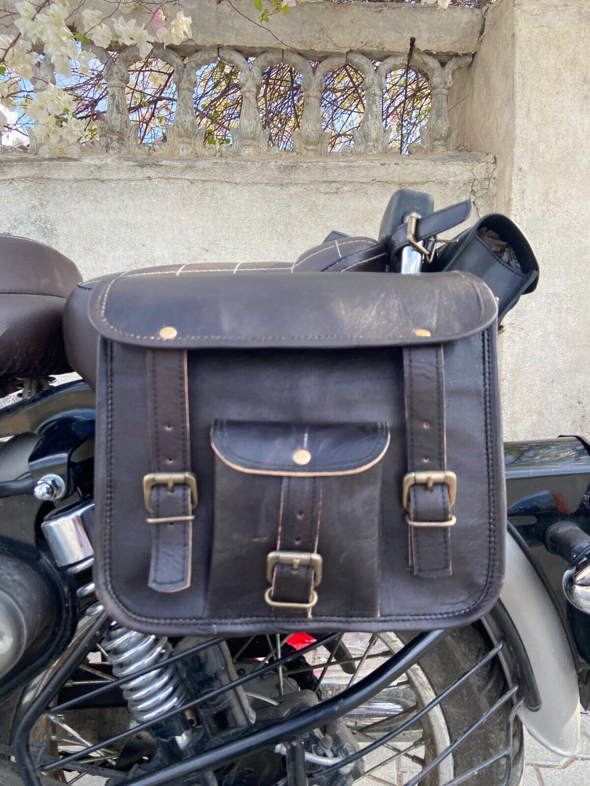 leather side bag for motorcycle saddlebag