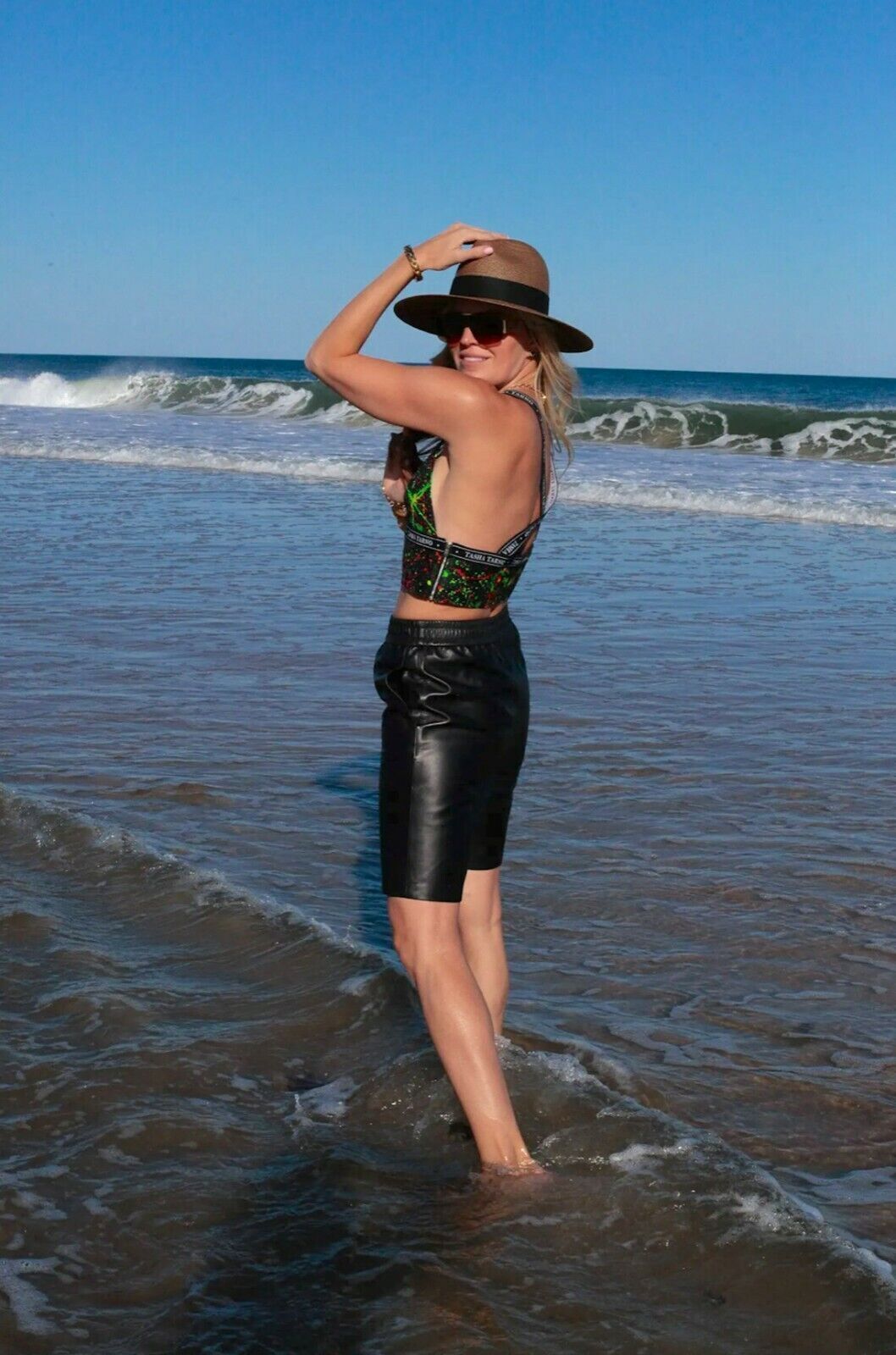 Women's Real Black Leather Shorts