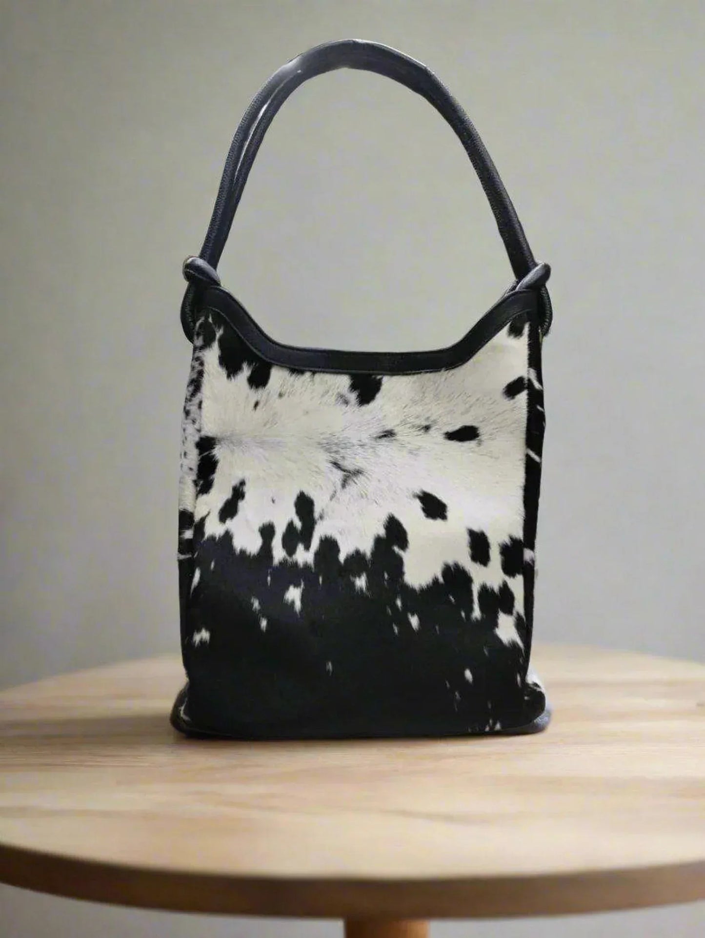 Western Cowhide Tote Bag in Black and White