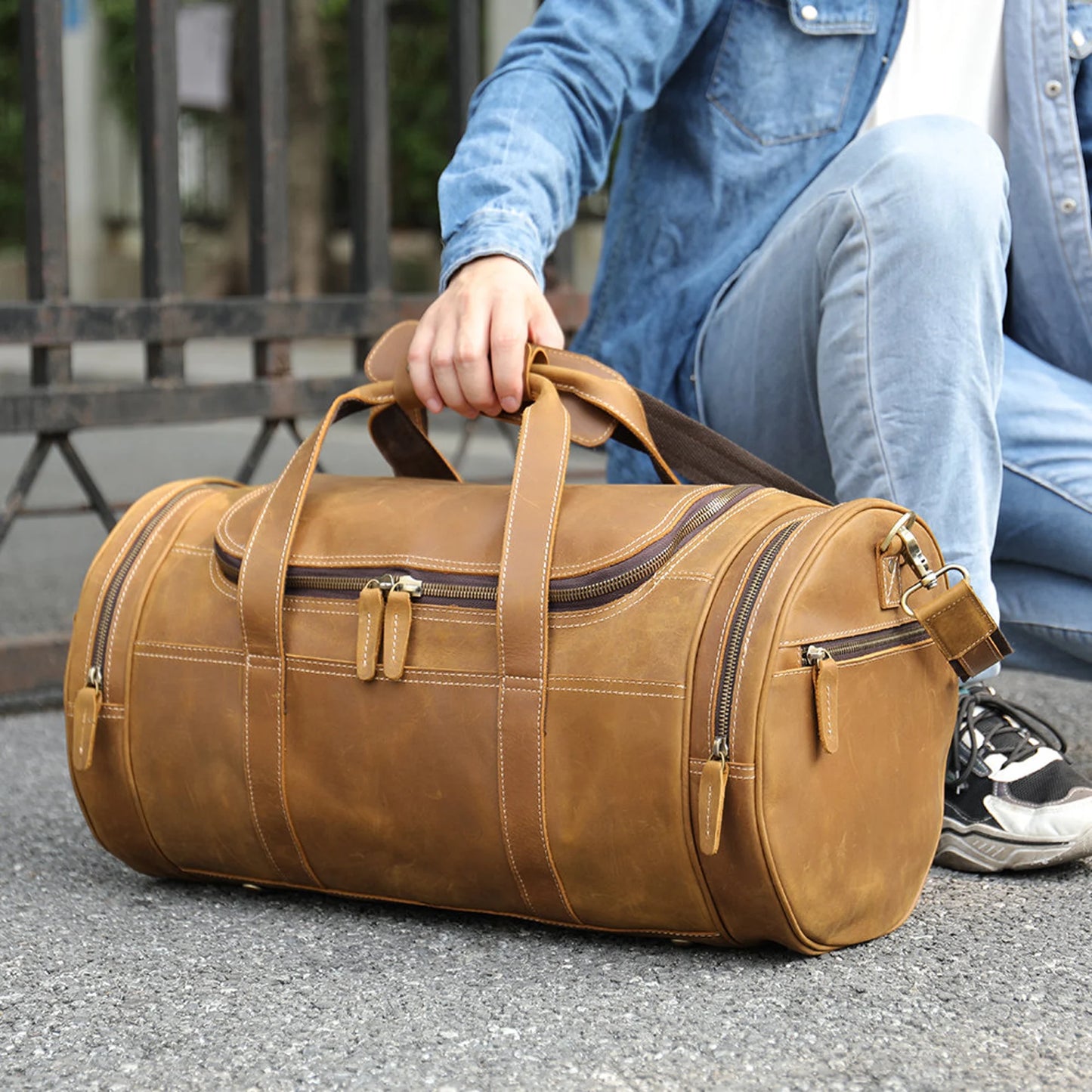 Leather Travel Duffle Bag Weekender