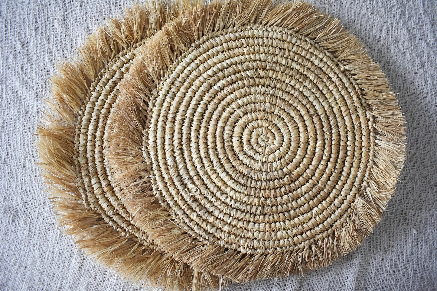Handcrafted Raffia Straw Fringed Placemats