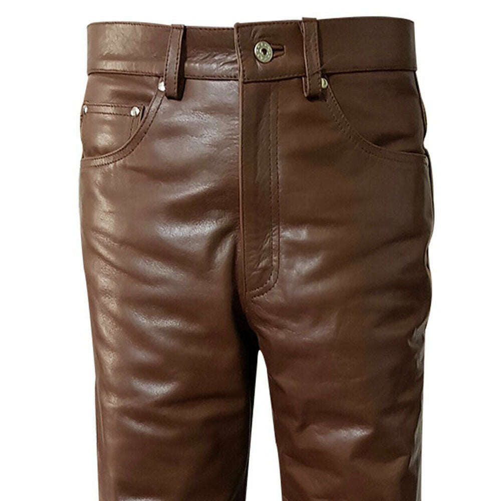 Real Leather Brown Pants