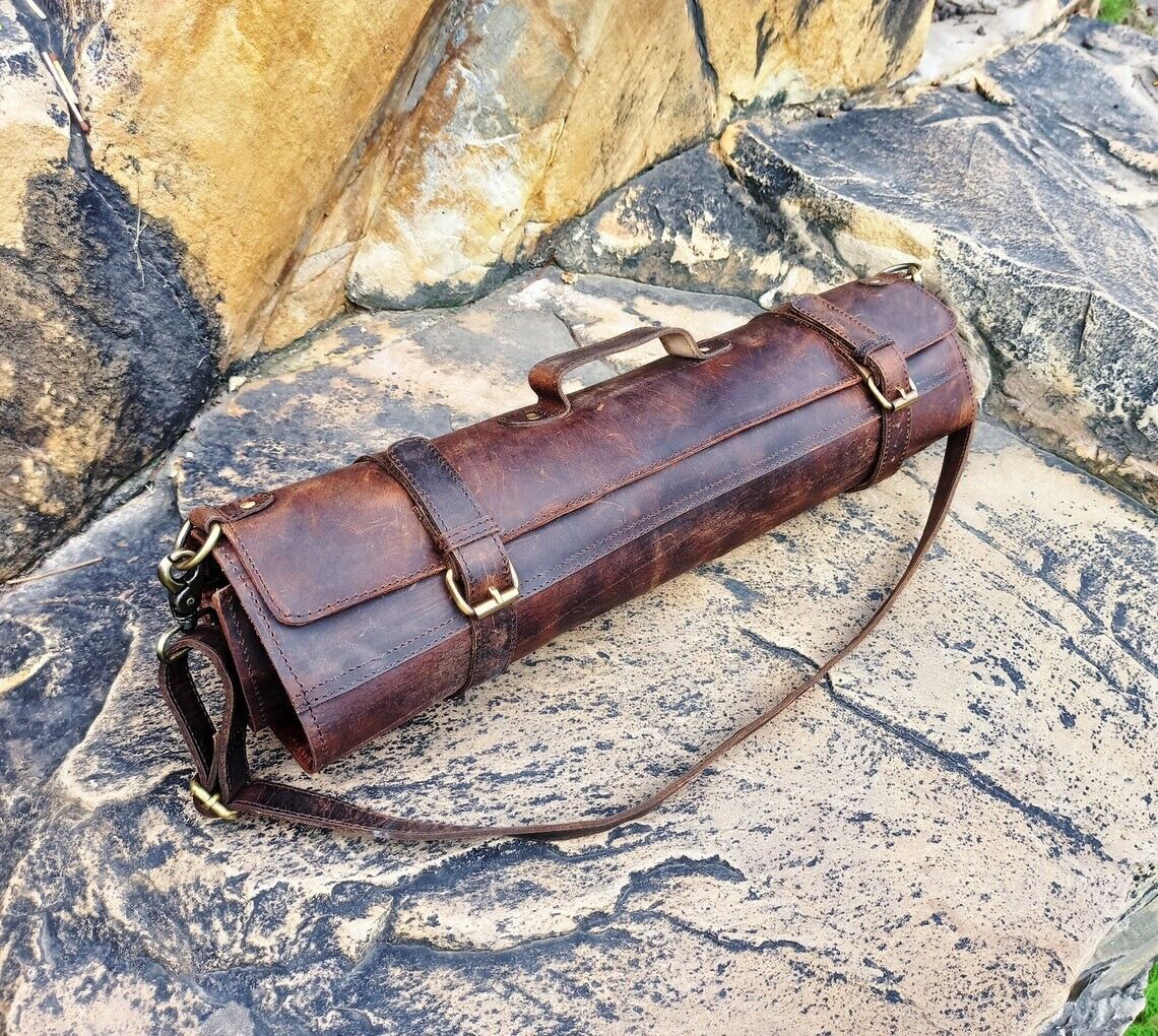 Travel Friendly Leather Storage Knife Roll