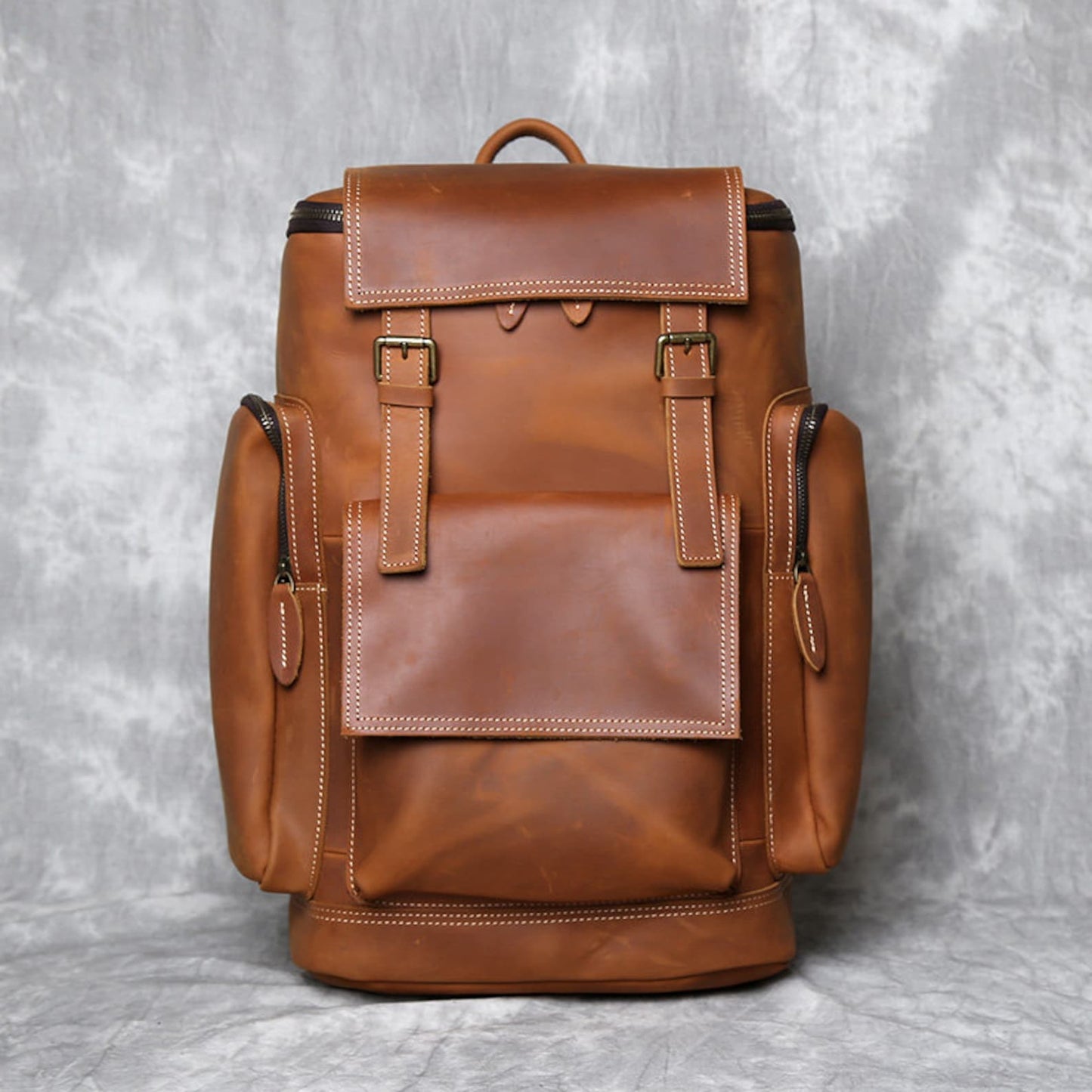 Retro Genuine Leather Laptop Backpack