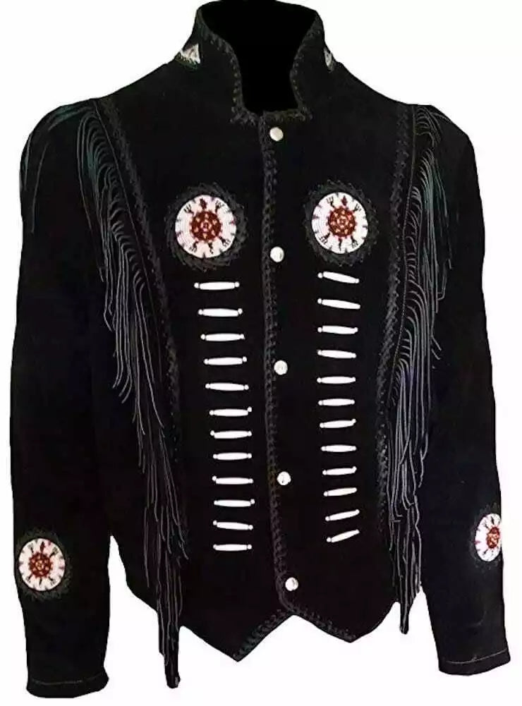 Cowboy Leather Suede Jacket Native American