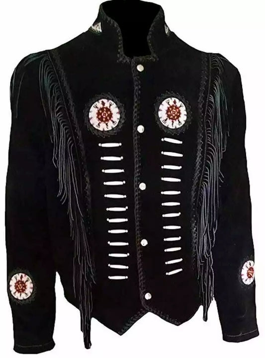 Cowboy Leather Suede Jacket Native American