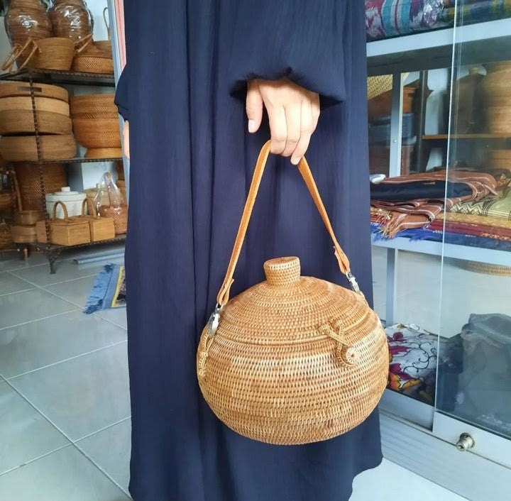 Bali Rattan Pot Bag