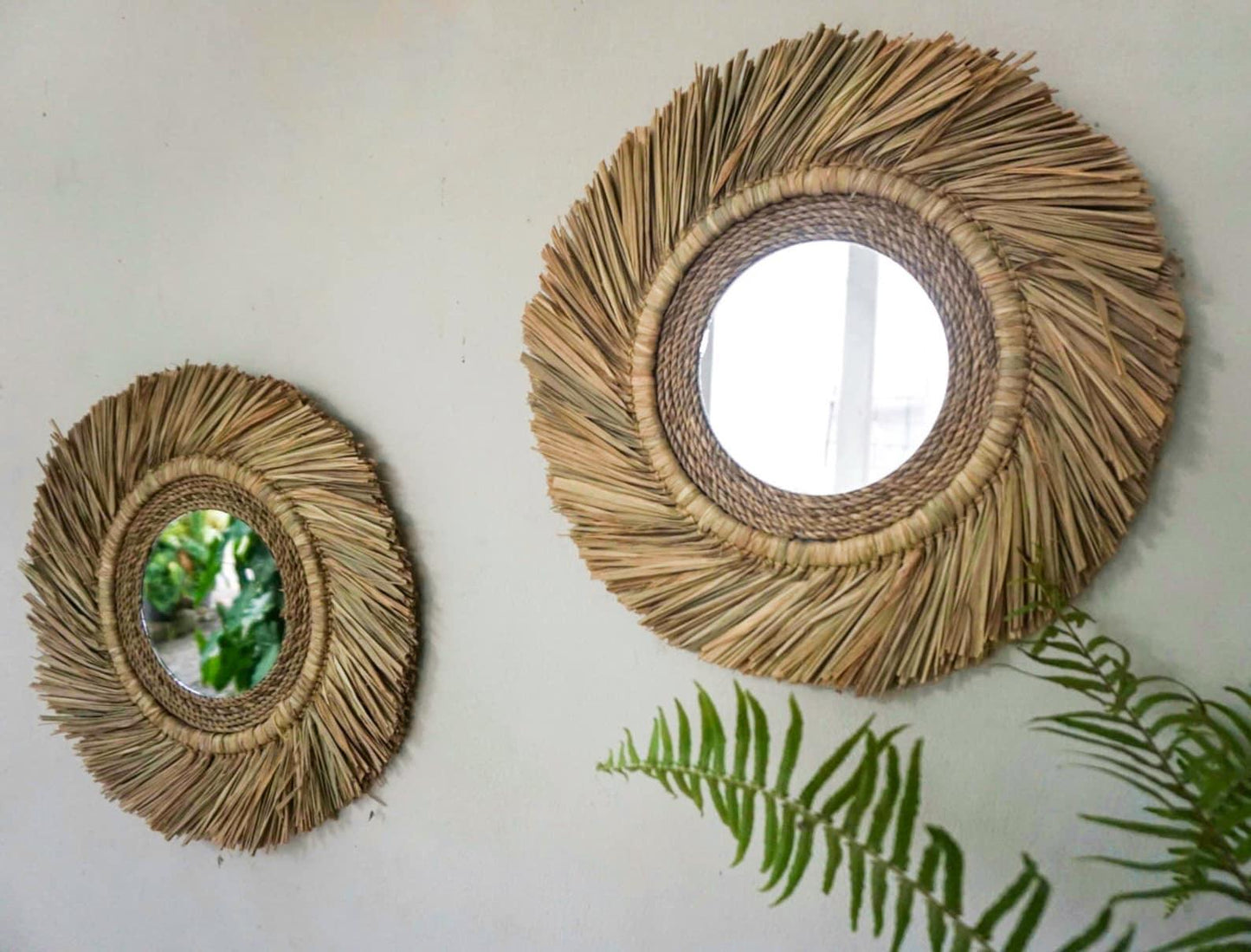 Coastal Charm Raffia Seagrass Beach House Mirror