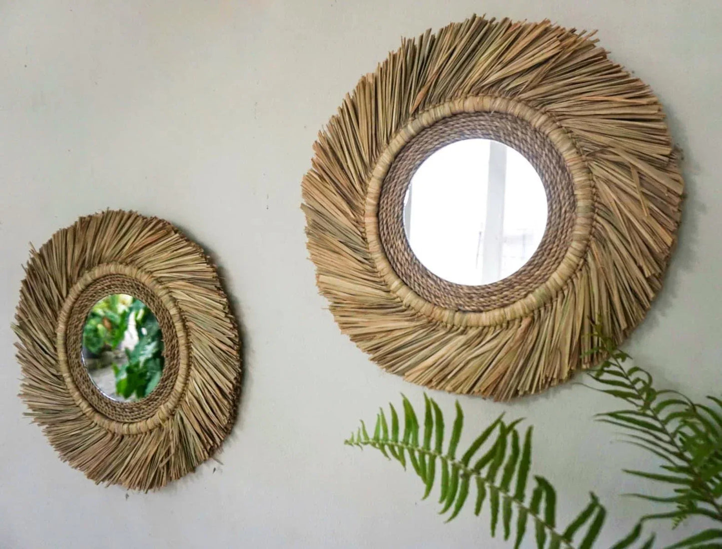 Coastal Charm Raffia Seagrass Beach House Mirror