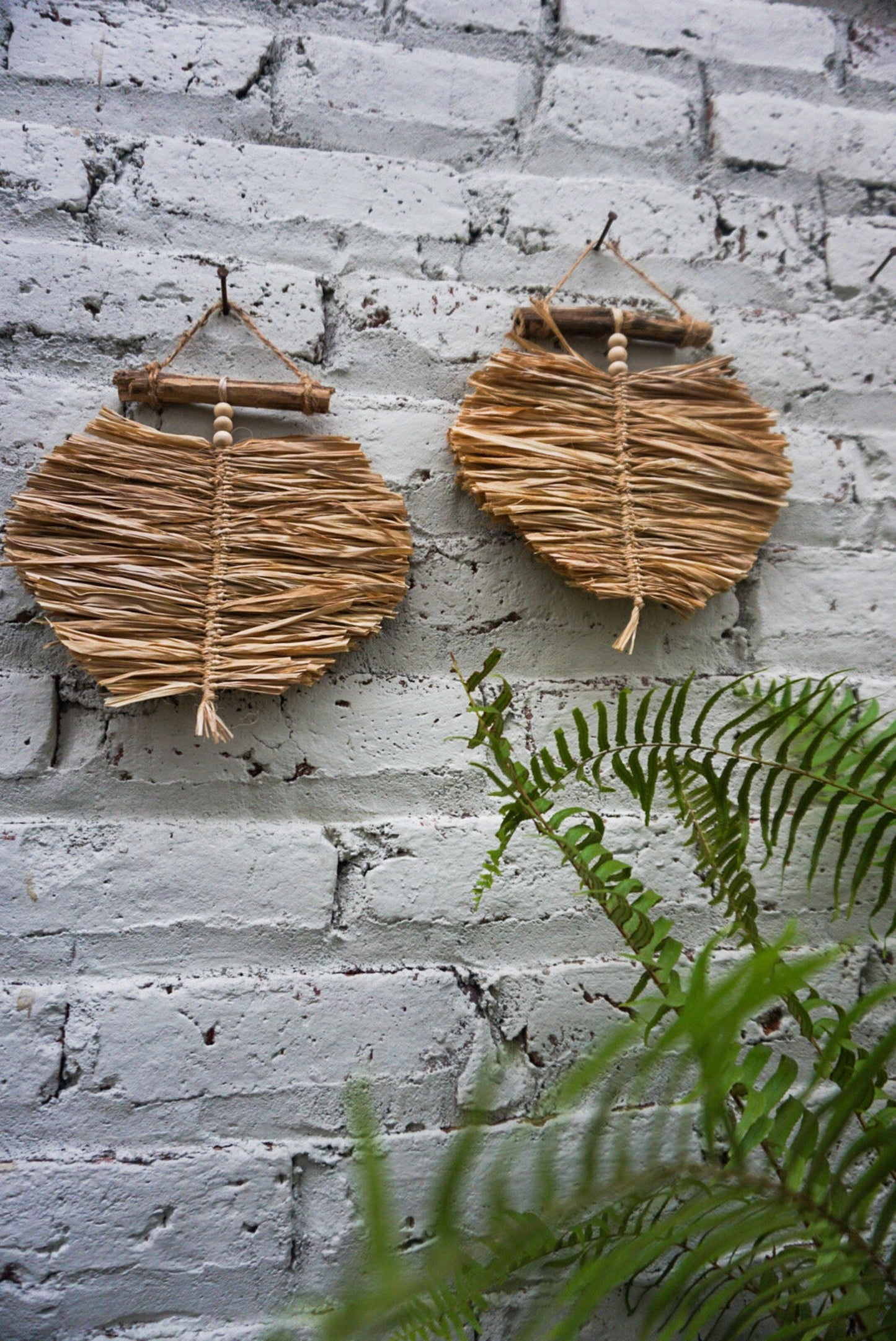 Mini raffia seagrass wall hanging