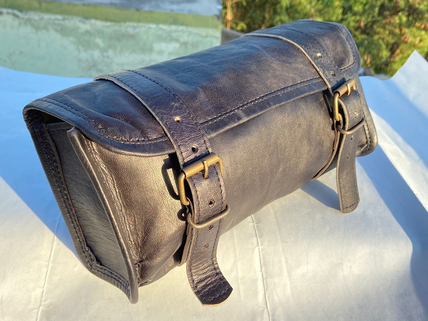 Leather Handlebar Tool Bag Motorcycle