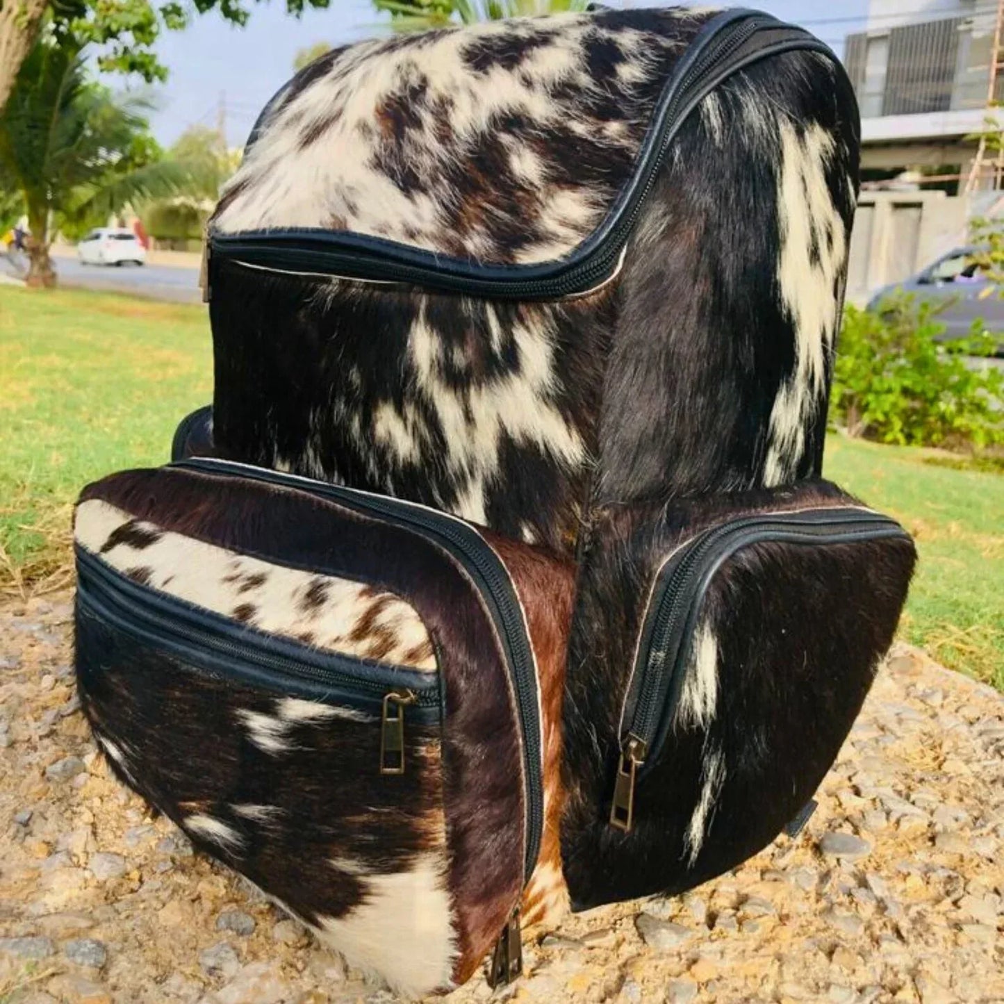 Dark Brown Black Cowhide Backpack