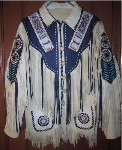 Men's Native Western American Jacket Fringe Beads