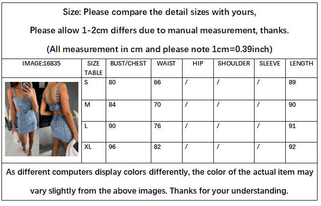 Women’s Denim Suspender Backless Mini Dress