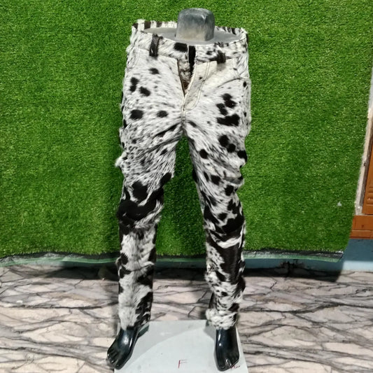 Tricolor Hair-On Cowhide Pants Men Women