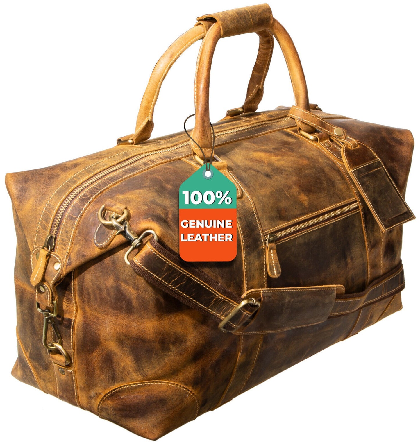 full grain leather duffle bag