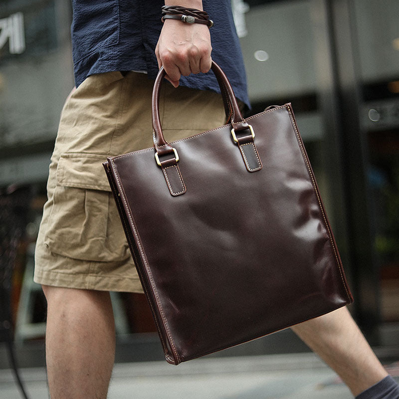 Men Leather Tote Bag with Crossbody