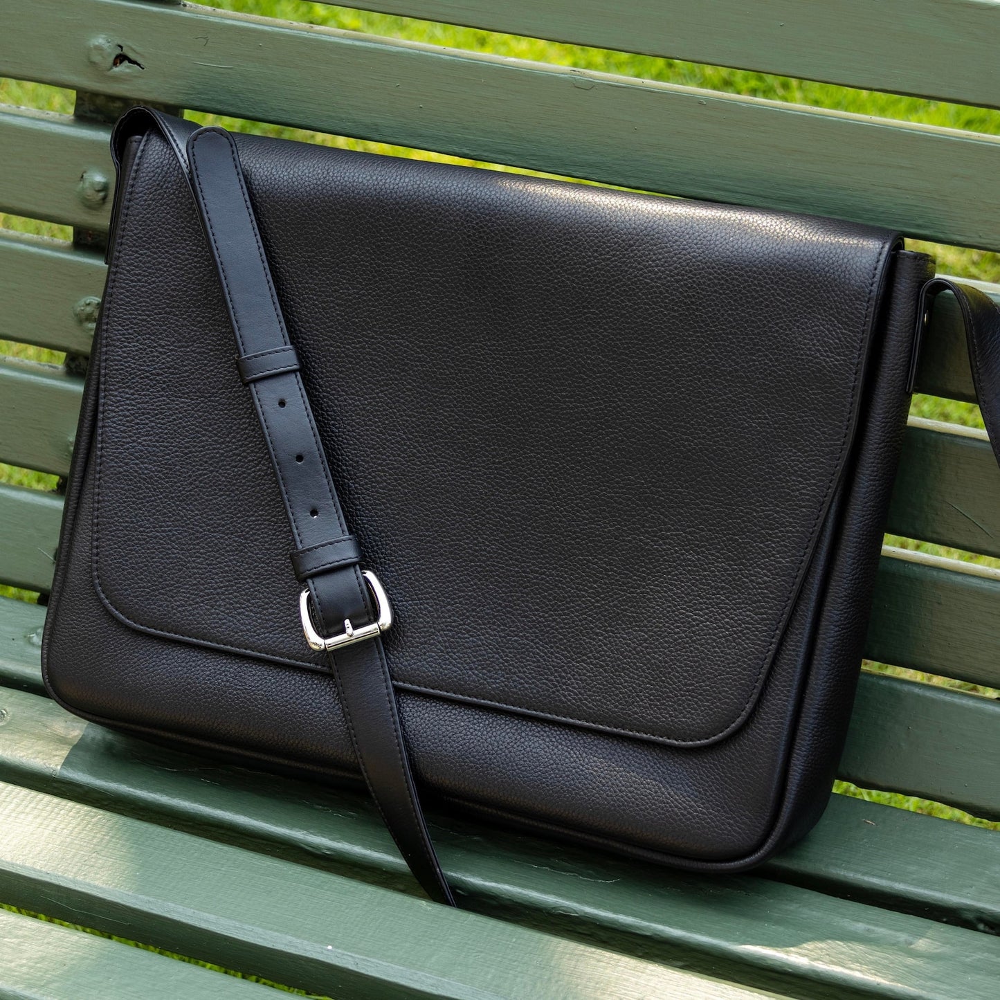 Genuine Leather Messenger Bag With Adjustable Strap