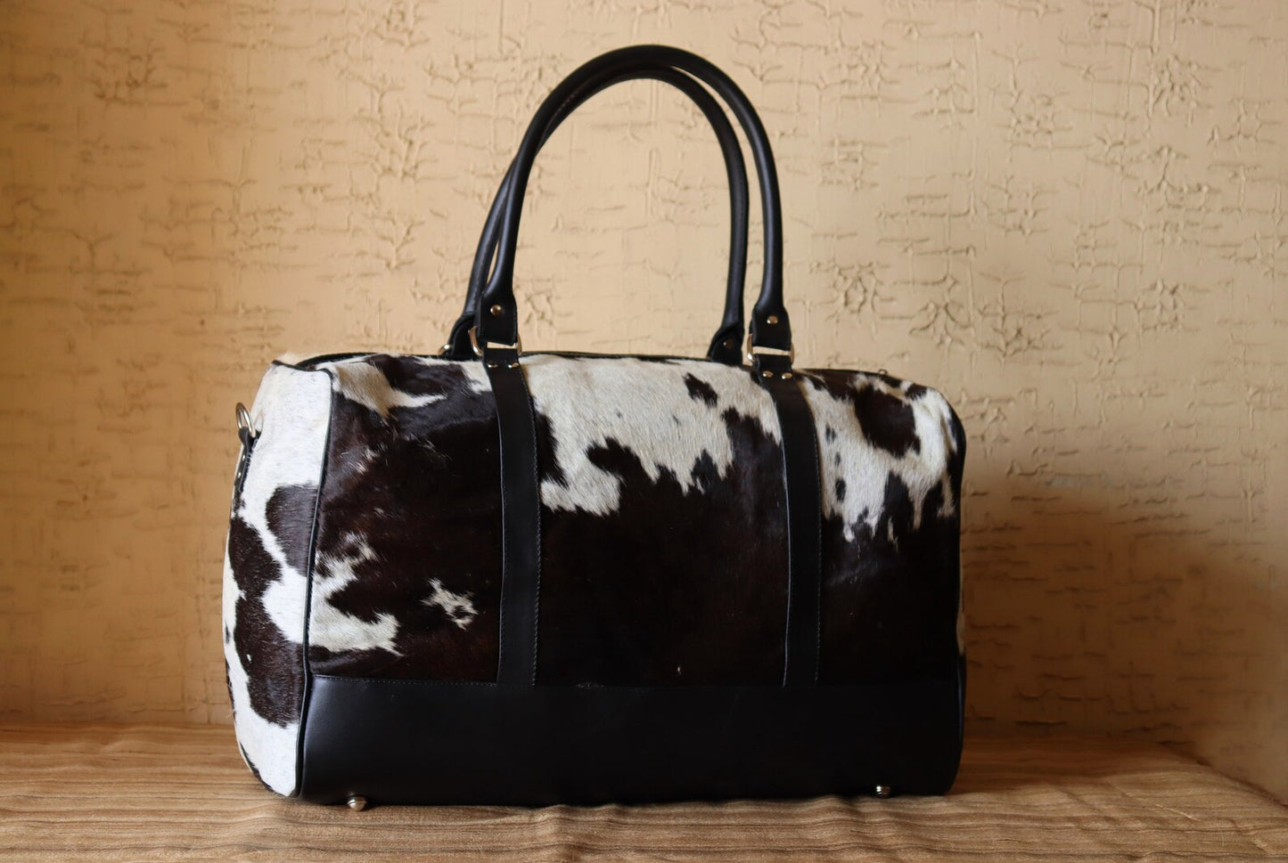 Cowhide Overnight Travel Duffel Bag