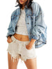 Oversized Light Wash Drop Shoulder Denim Jacket