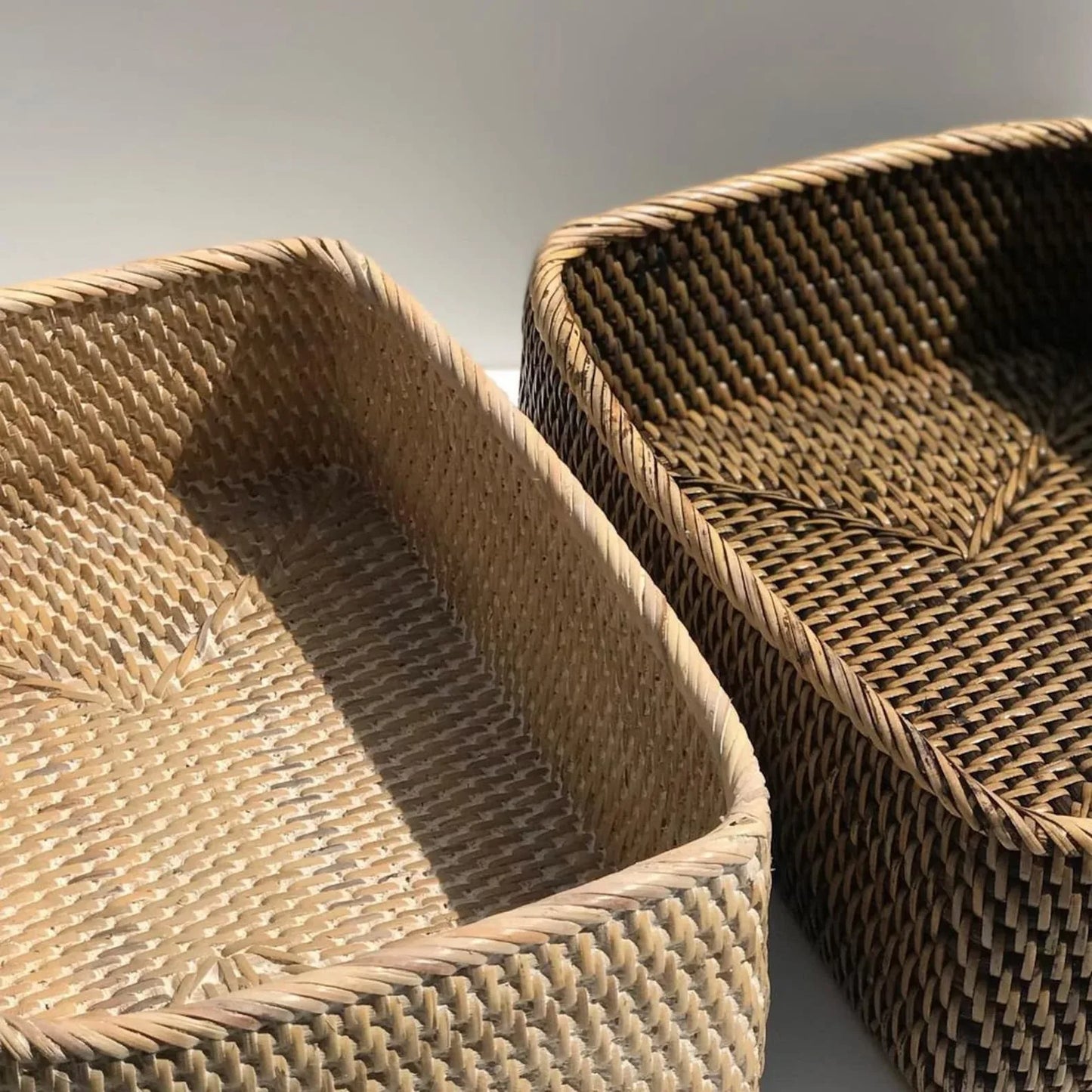 Handwoven wicker rattan storage basket
