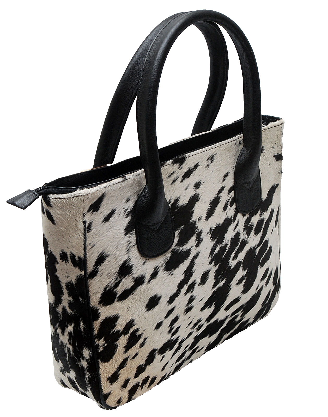 Classic Black White Hair On Cowhide Shoulder Bag
