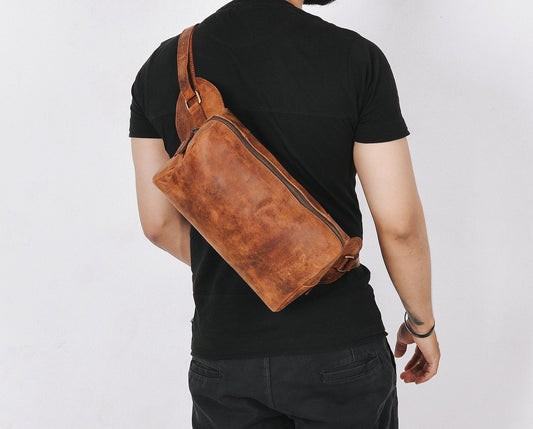 Handmade Leather Crossbody Sling Bag
