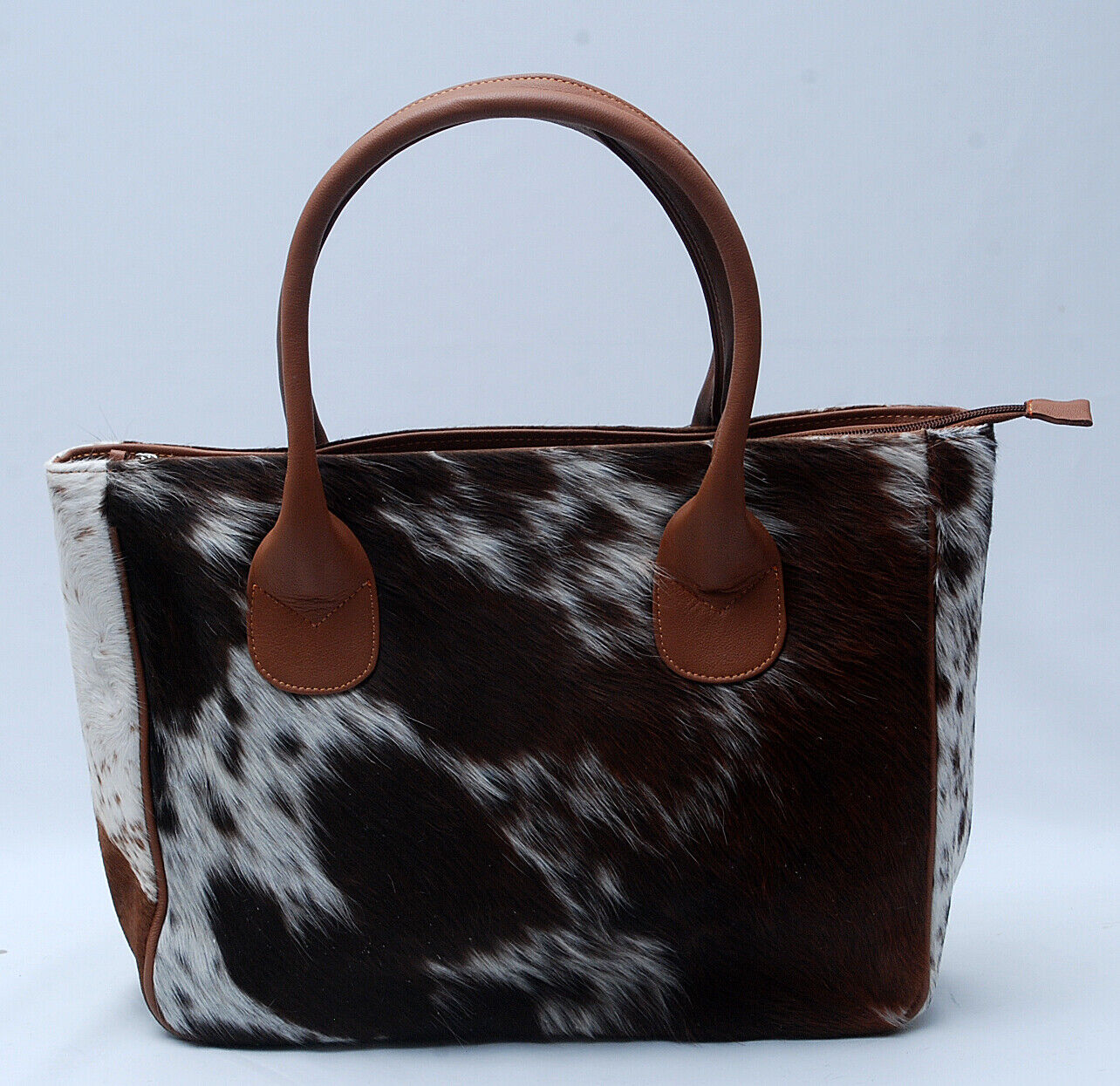 Exotic Brown Tricolor Cowhide Shoulder Purse