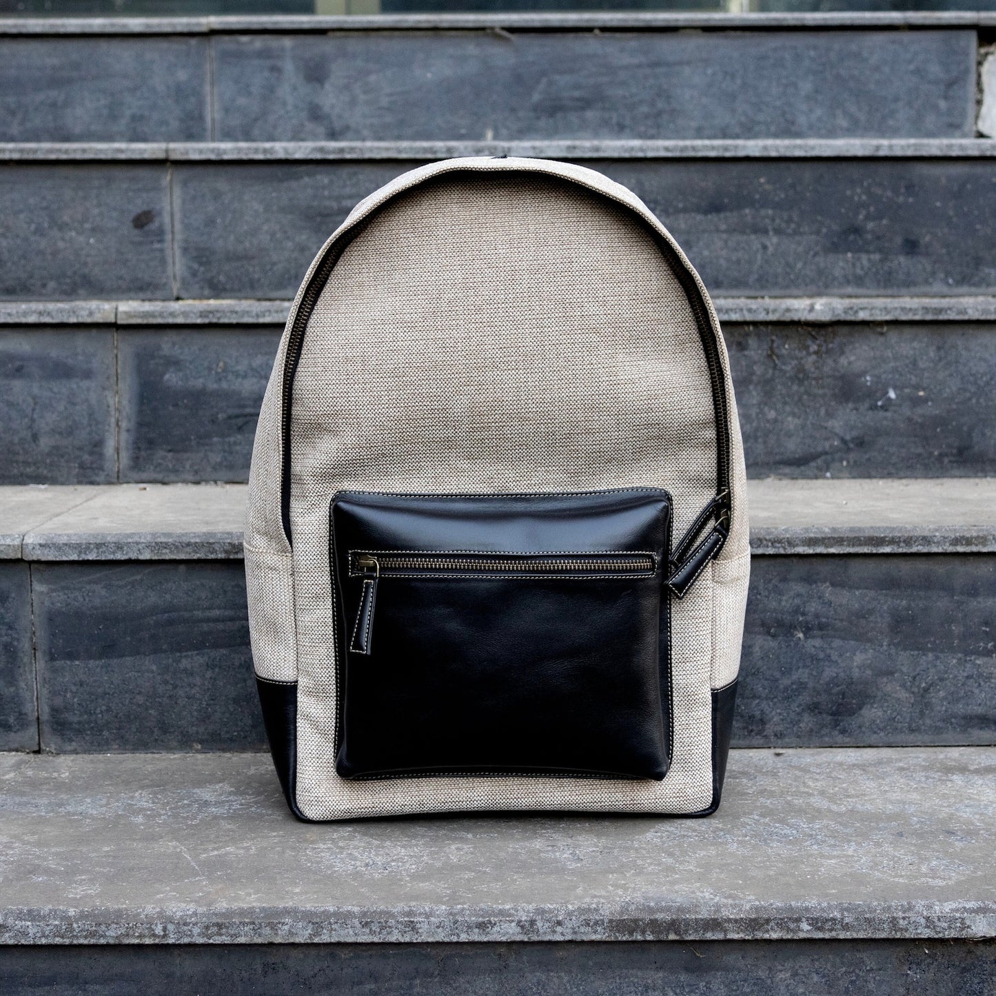 Real Leather And Jute Backpack