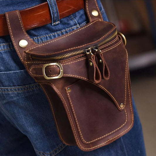 Genuine Leather Waist Belt Bag for Men Pouch