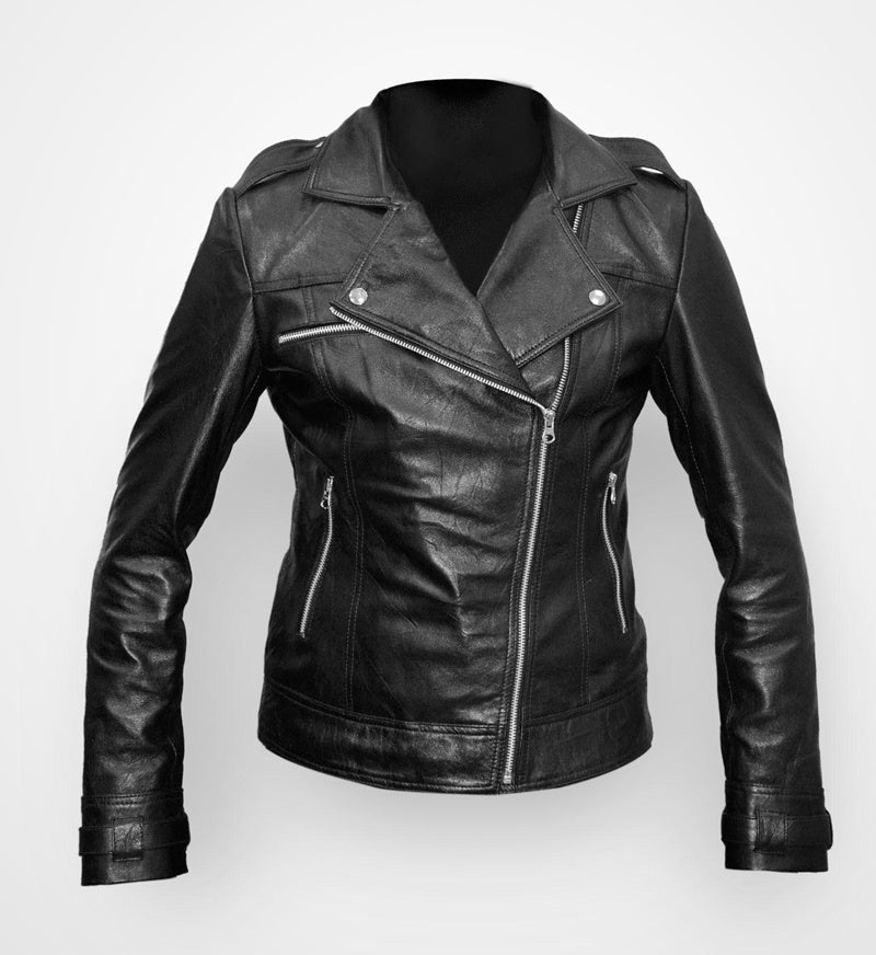Genuine Leather Biker Jacket For Ladies