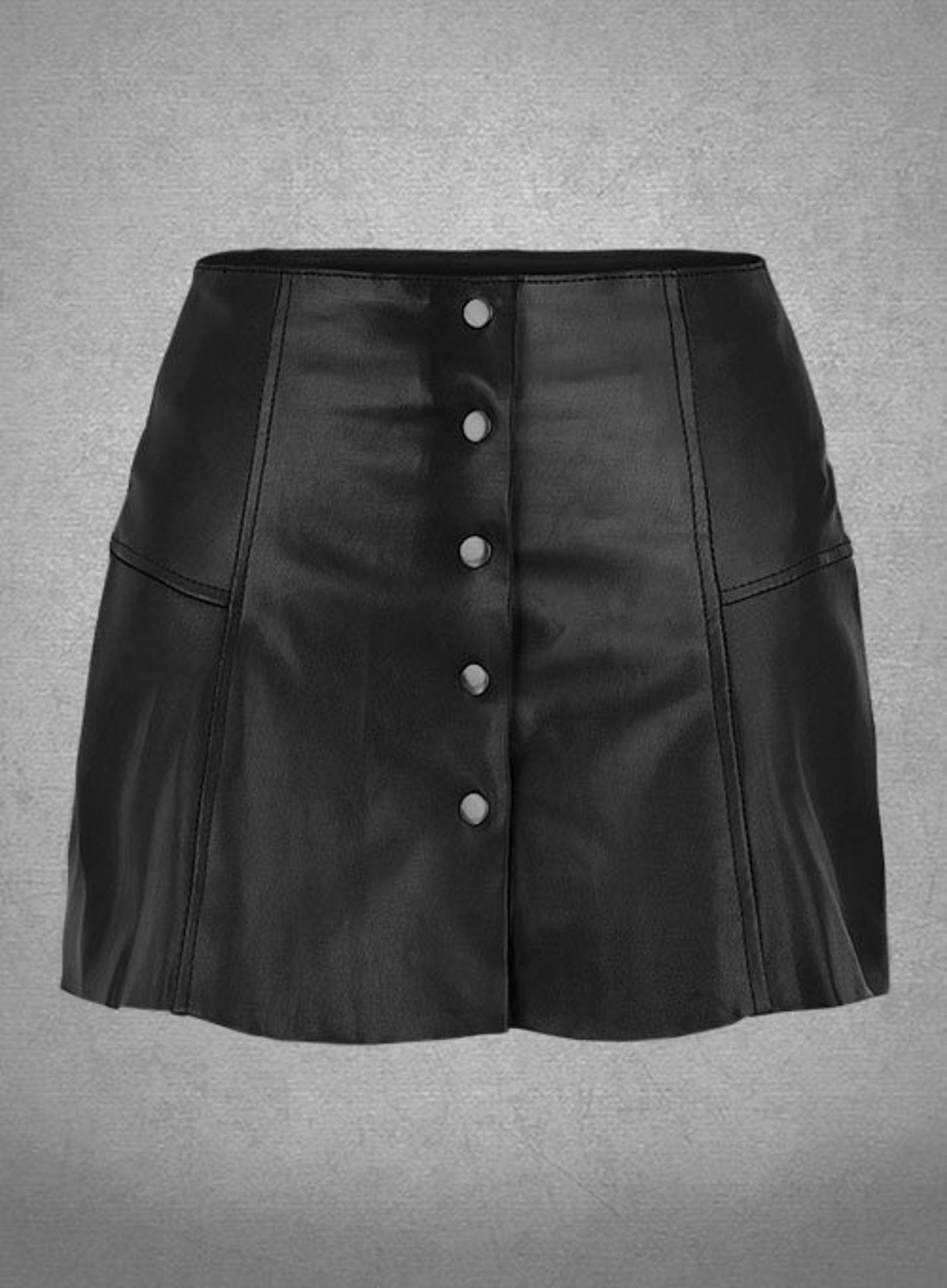 Women Real Black Leather Mini Skirt