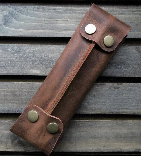 Genuine Leather Stationery Pouch Bag