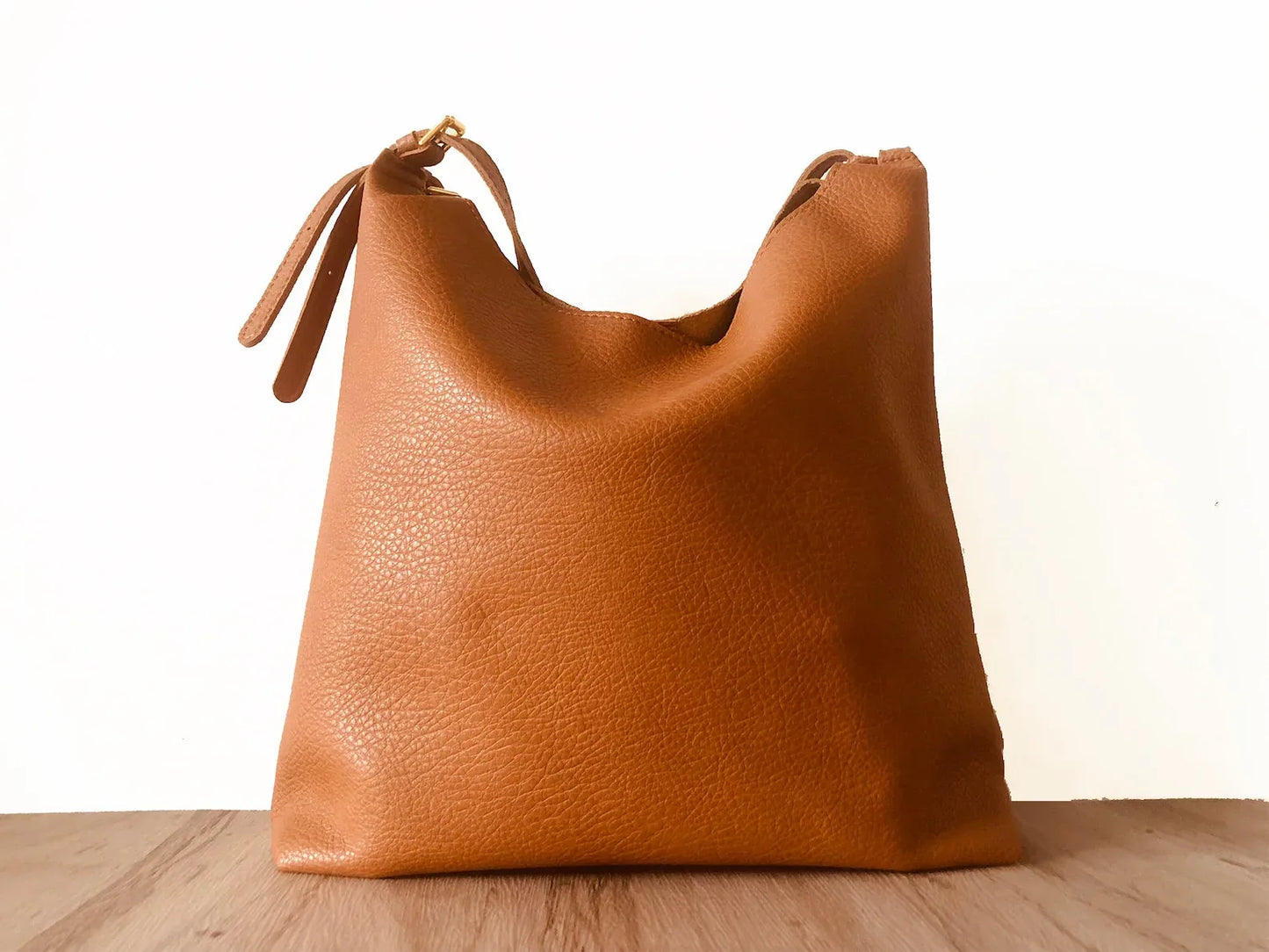 Soft Genuine Leather Tote Bag with Inner Pouch