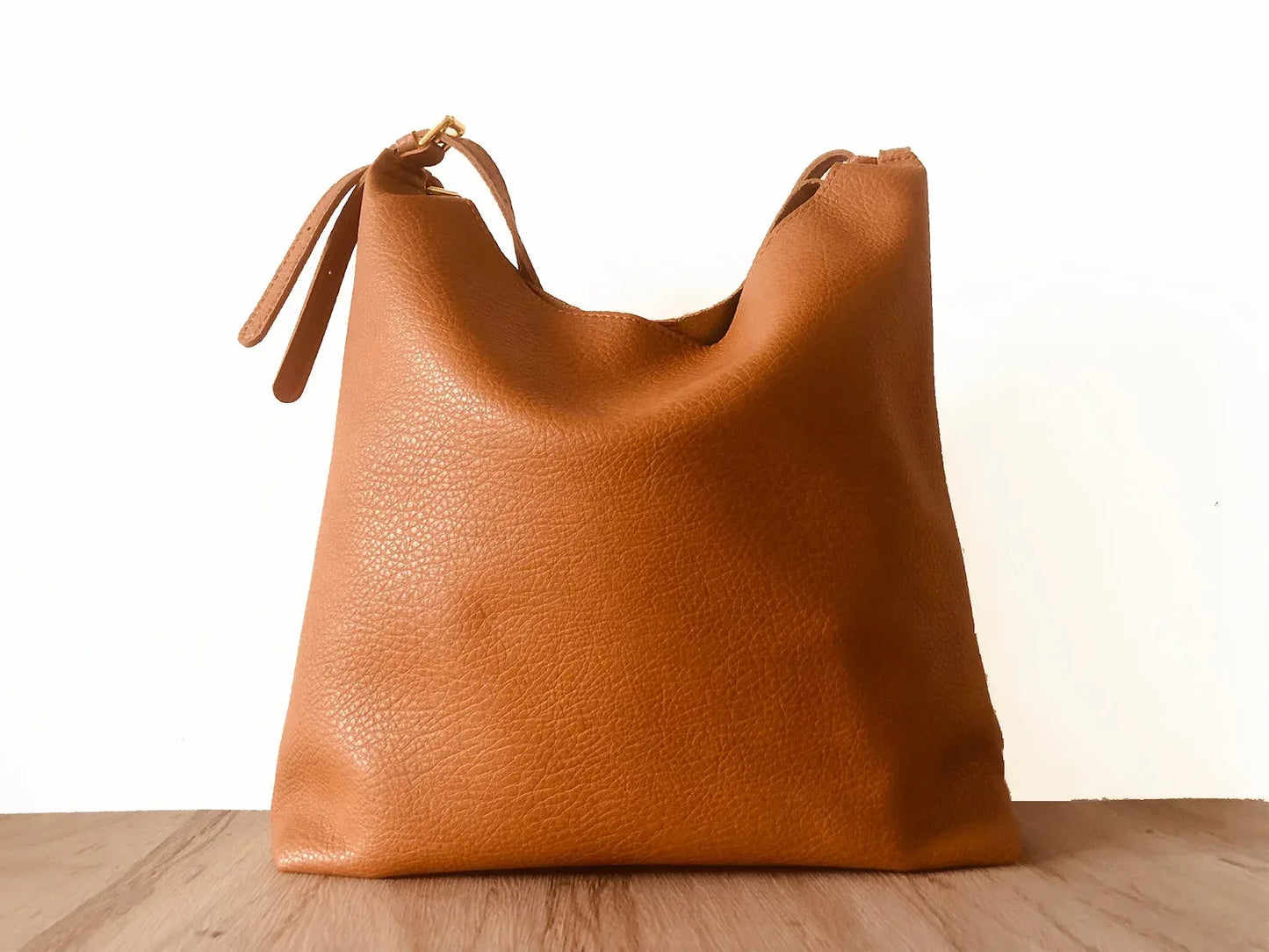 Soft Genuine Leather Tote Bag with Inner Pouch