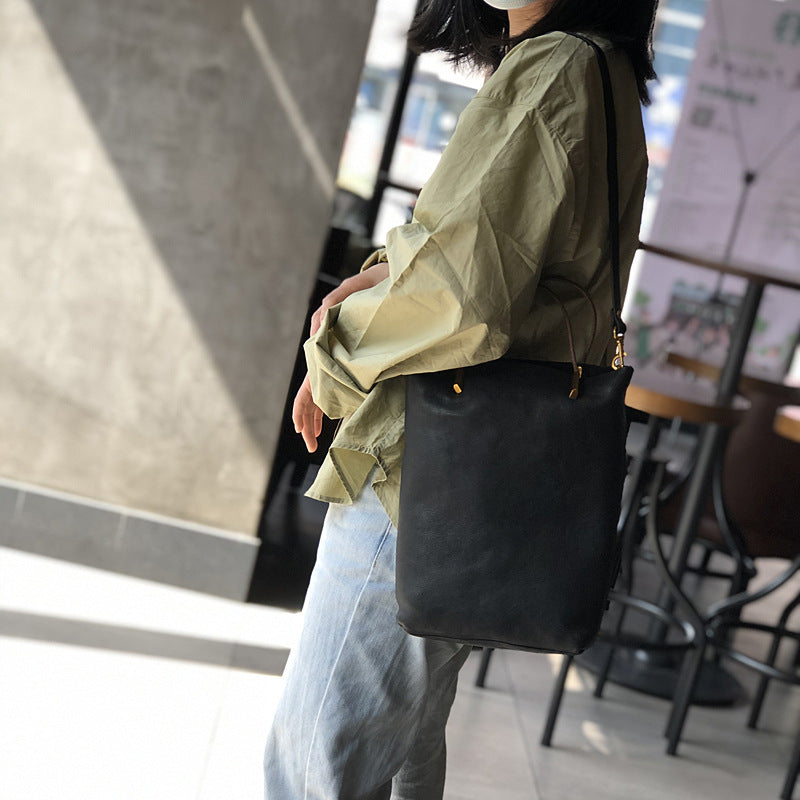 Genuine Brown Office Tote with Adjustable Strap