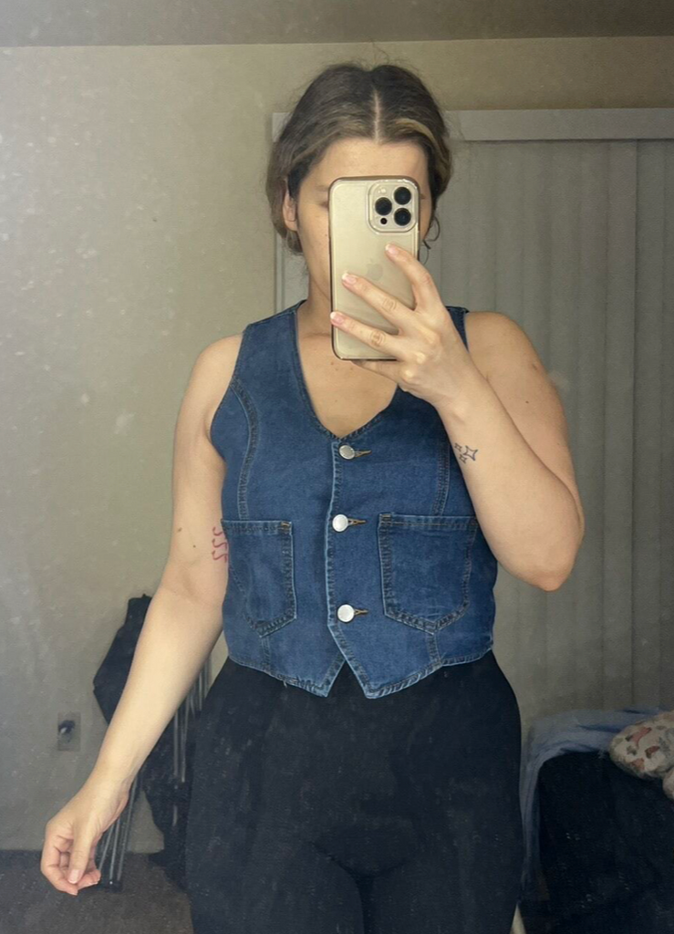 Women Casual Denim Vest With Pockets