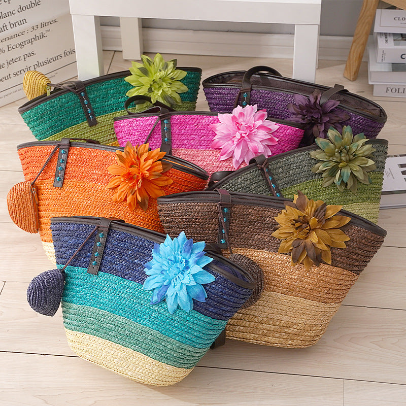 Summer Straw Large Shoulder Purse