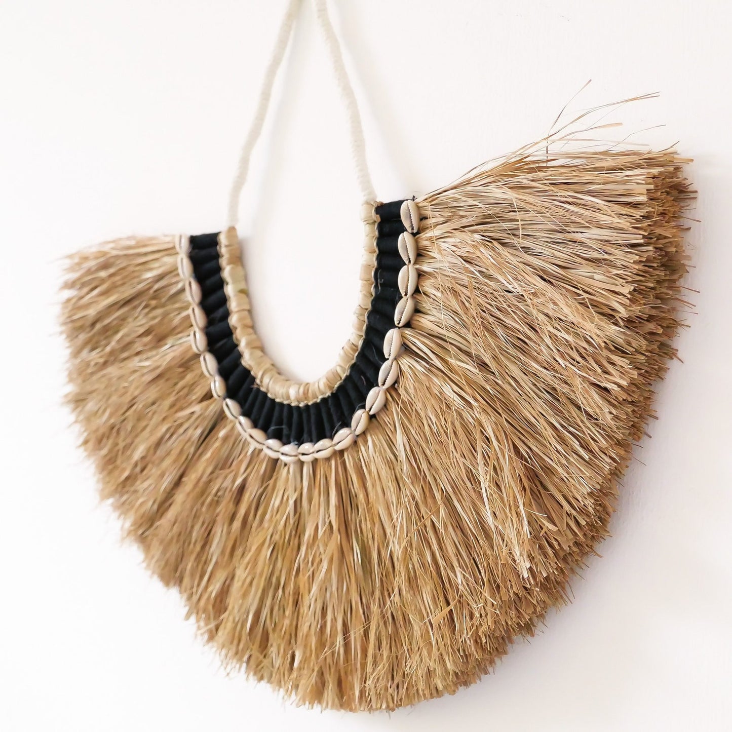 Boho Woven Raffia wall decor with sea shells