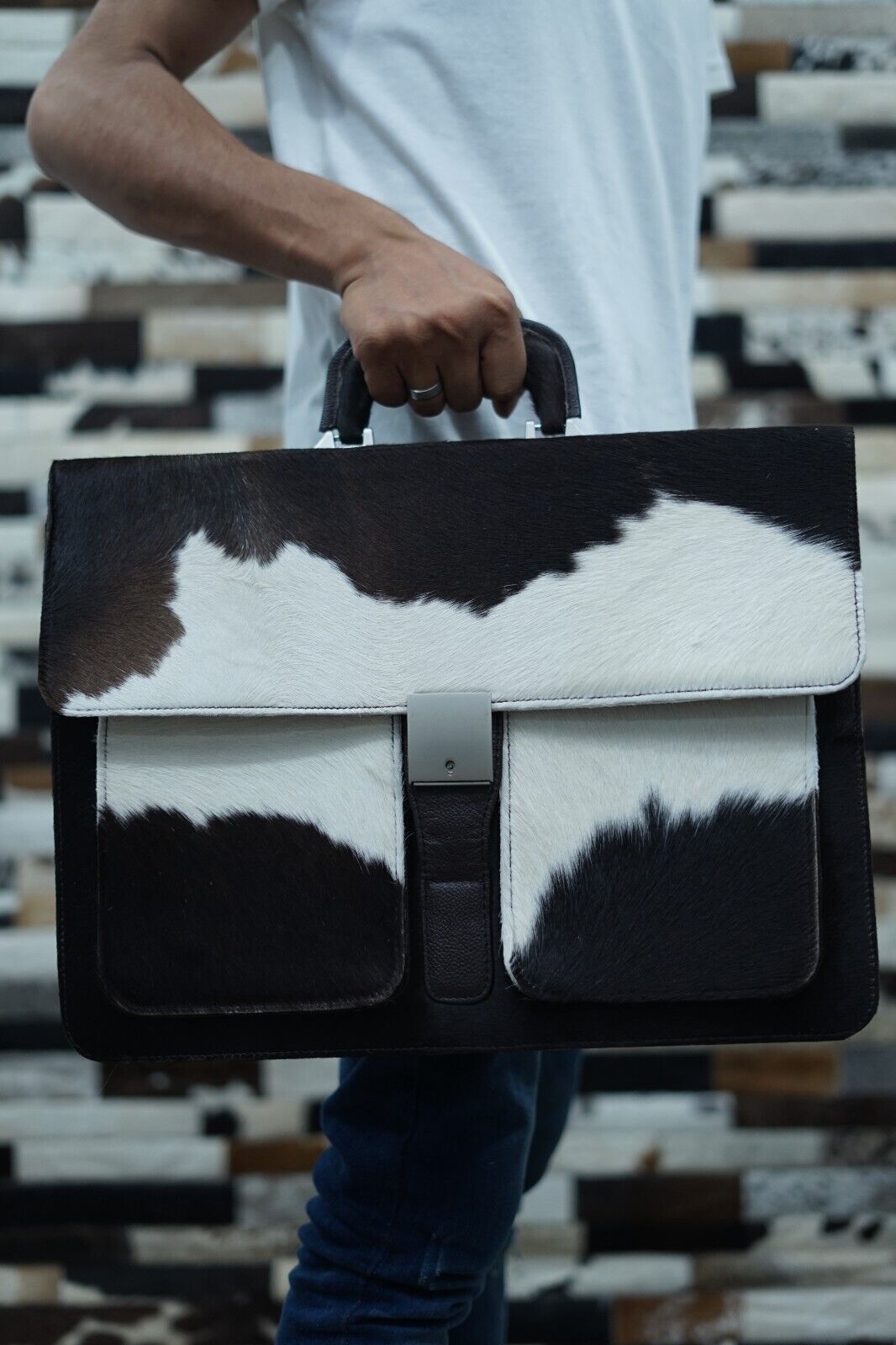 Real Cowhide Office Briefcase Bag