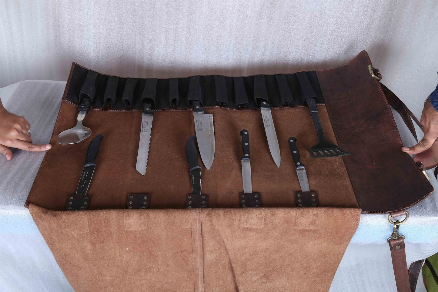 knife roll genuine leather