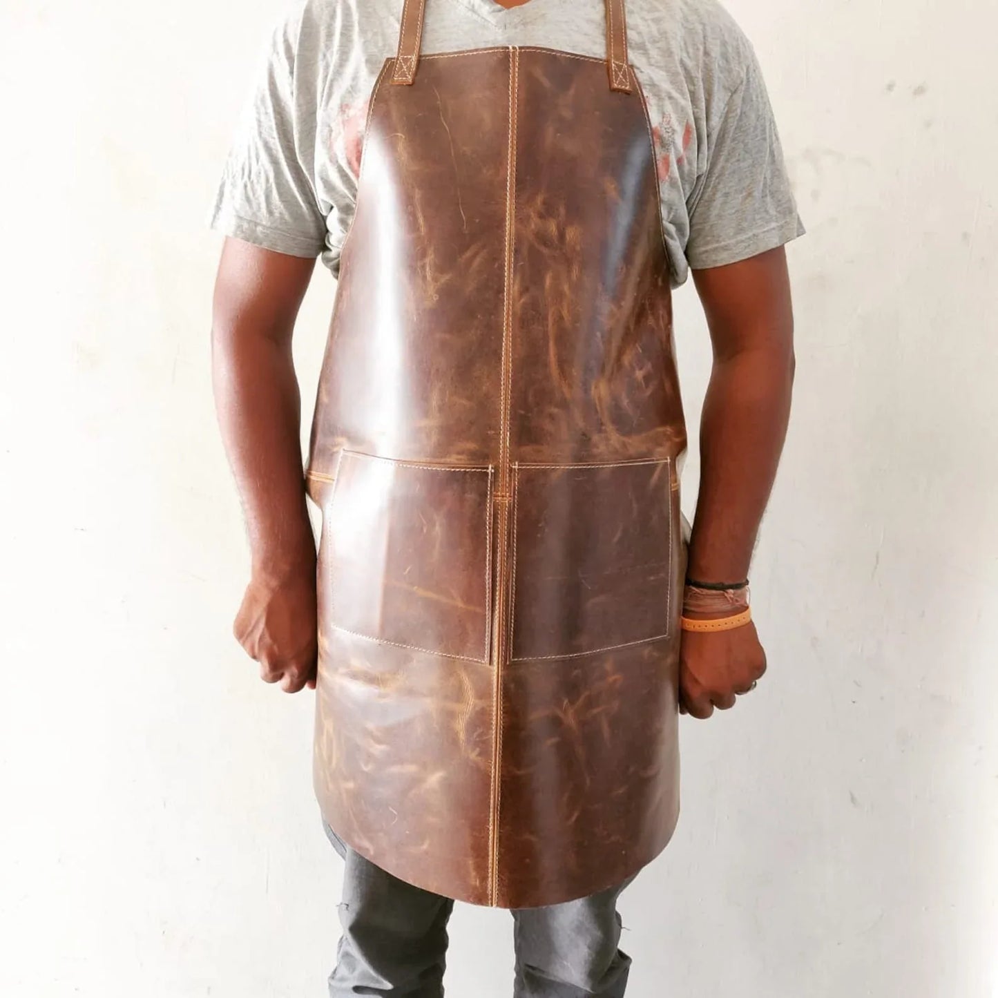 Genuine Leather Work Apron for Blacksmiths and Butchers with Tool Pockets