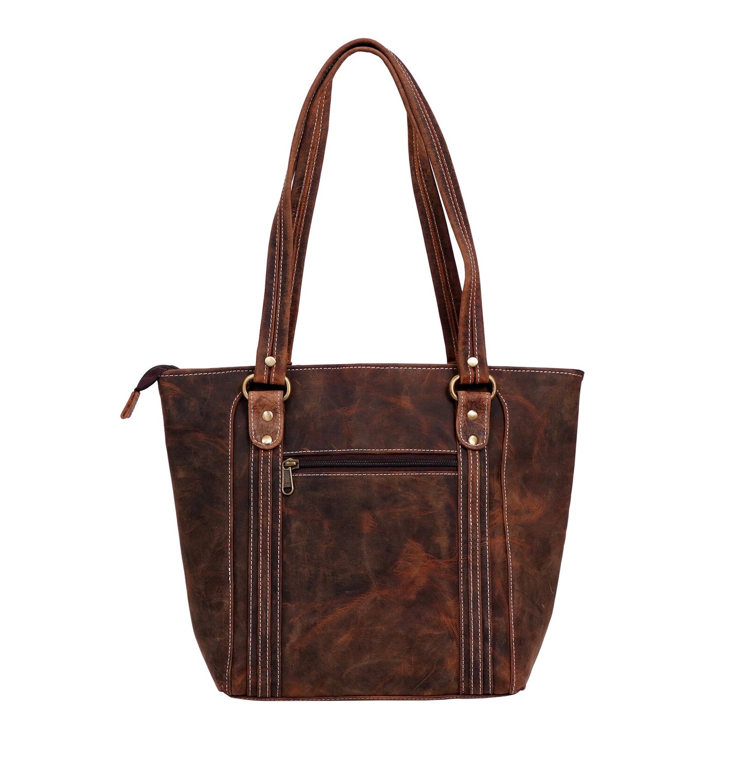 leather tote bag with zipper