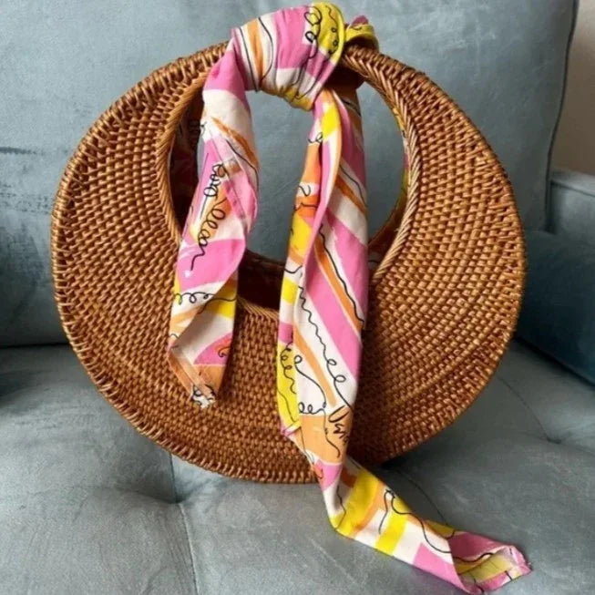 Rattan Half Moon Woven Handbag