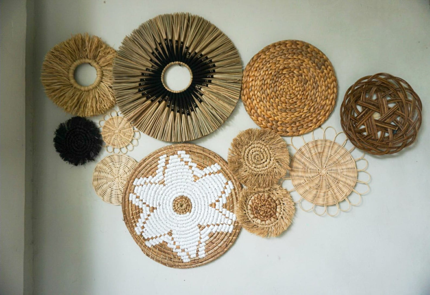 Handmade Seagrass Rattan Wall Decoration Set Eco‑Friendly