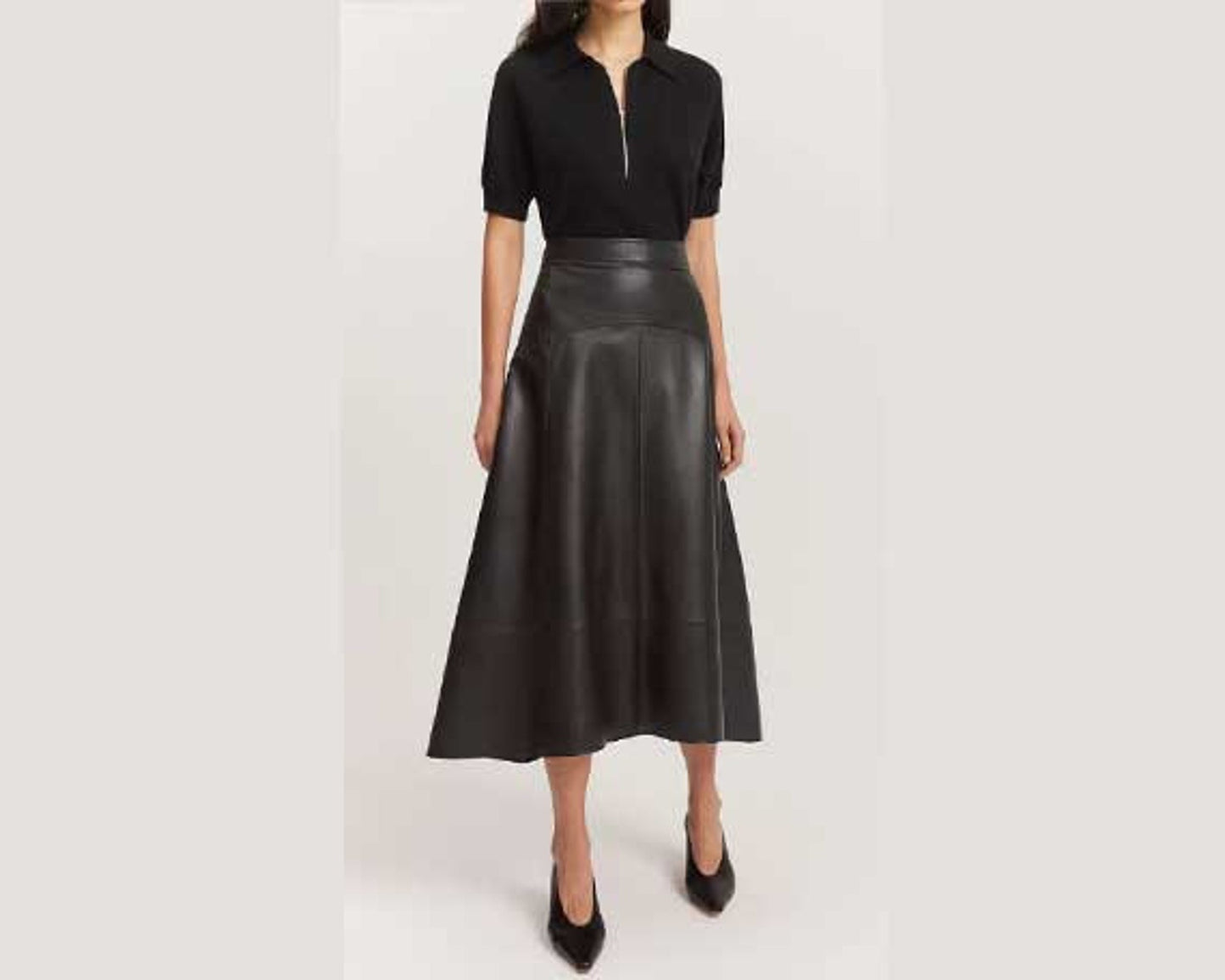 Women leather Skirt genuine black leather