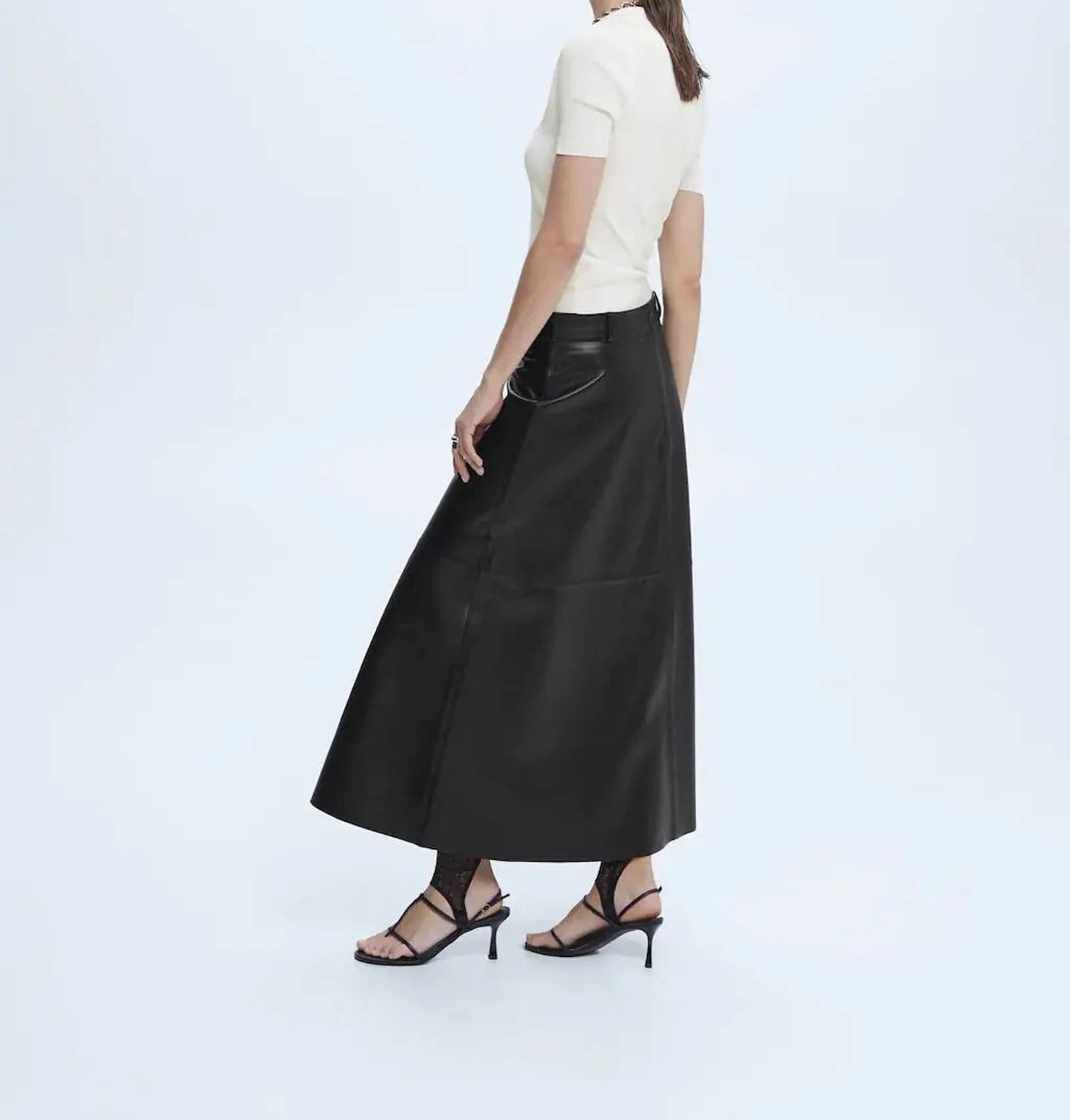 maxi real leather cocktail skirt