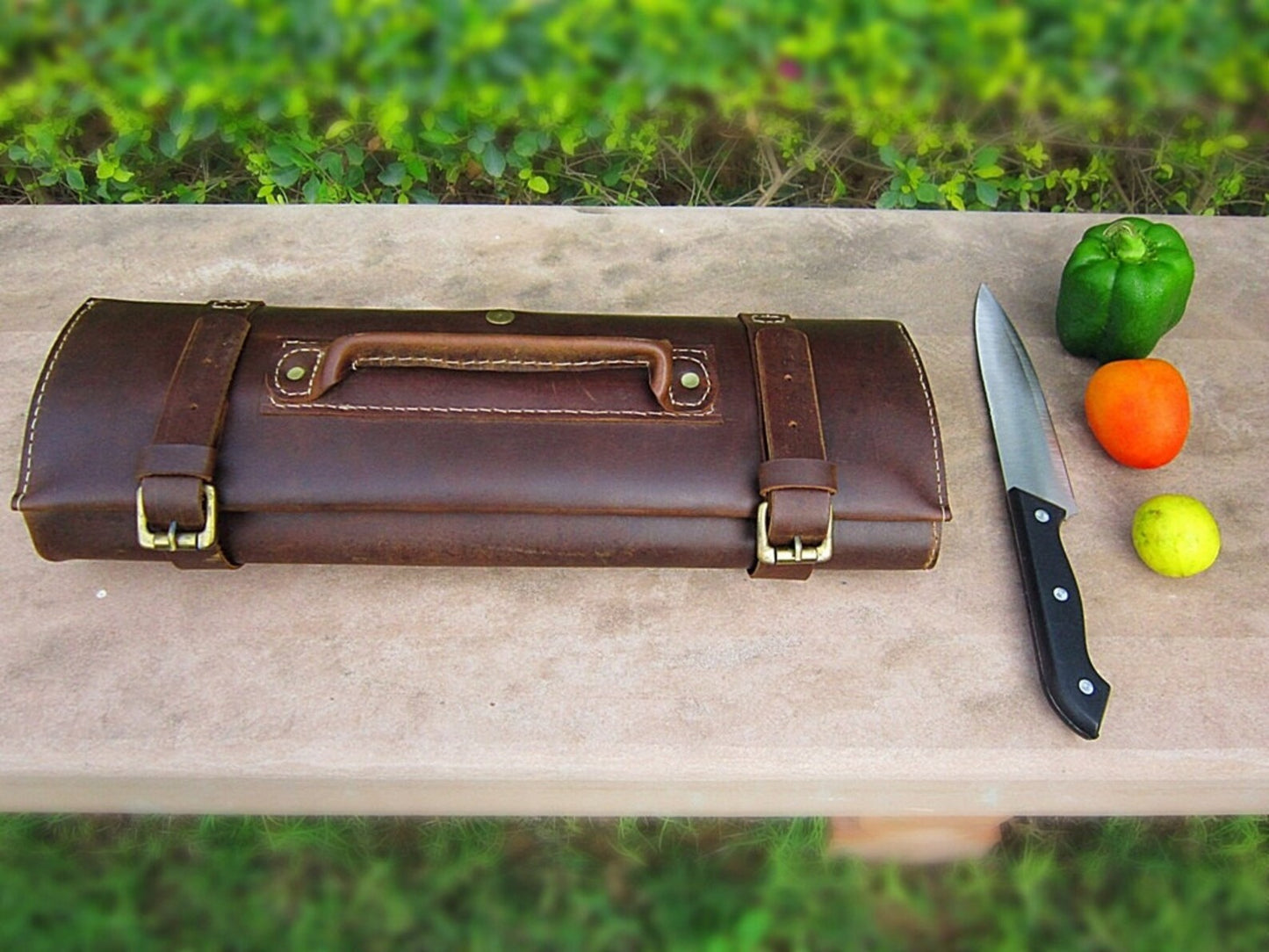 knife leather roll storage bag