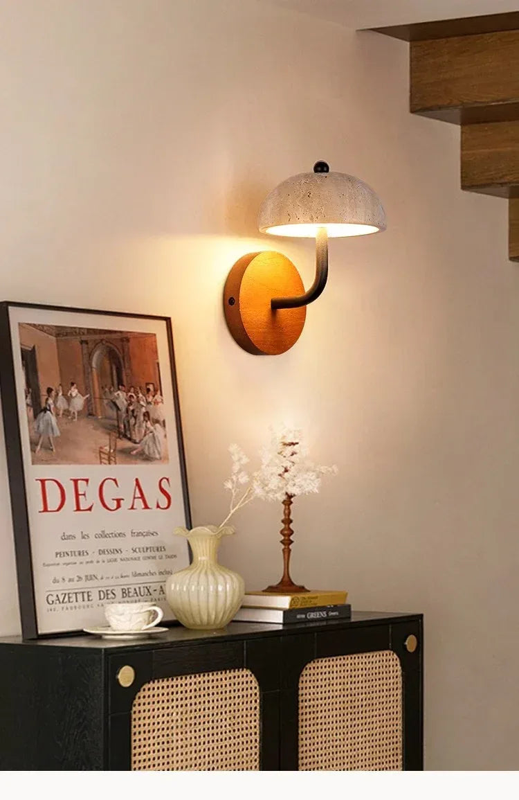 Yellow Travertine Wabi-Sabi Mushroom Wall Lamp